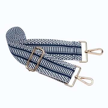 WanderFull Original HydroBag | Quilted Water Bottle Holder Crossbody Bag with Pockets and Strap | Carry 32 oz Water Bottle, Tumbler, Phone, Purse | Matte Navy, Patterned Strap