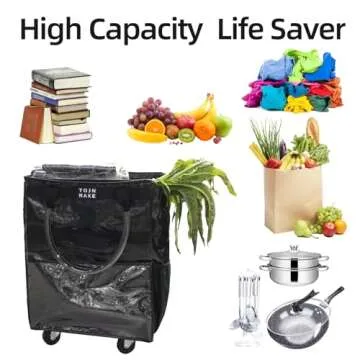 TOJNMAKE Rolling Tote with Wheels - Durable Reusable Bag