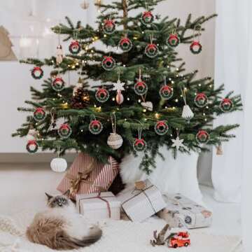 GANAZONO 20pcs Dollhouse Miniature Christmas Wreath Hanging Wreath Christmas Decoration 1:12 Dollhouse Accessories Mini Wreaths Farmhouse Xmas Tree Hanging Decor for Holiday New Year