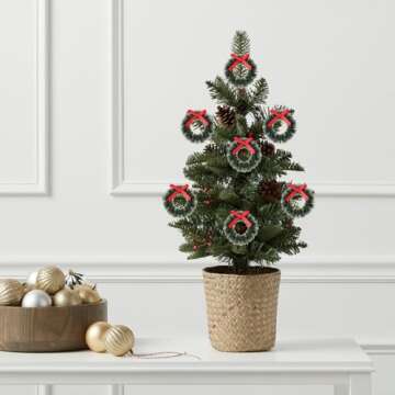 GANAZONO 20pcs Dollhouse Miniature Christmas Wreath Hanging Wreath Christmas Decoration 1:12 Dollhouse Accessories Mini Wreaths Farmhouse Xmas Tree Hanging Decor for Holiday New Year