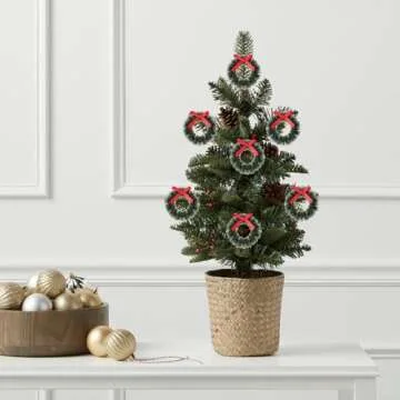 GANAZONO 20pcs Dollhouse Miniature Christmas Wreath Hanging Wreath Christmas Decoration 1:12 Dollhouse Accessories Mini Wreaths Farmhouse Xmas Tree Hanging Decor for Holiday New Year