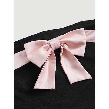 SOLY HUX Women's Color Block Bow Front Tube Top Sleeveless Outgoing Party Club Bandeau Tops Black and Pink M