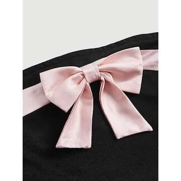 SOLY HUX Women's Color Block Bow Front Tube Top Sleeveless Outgoing Party Club Bandeau Tops Black and Pink M