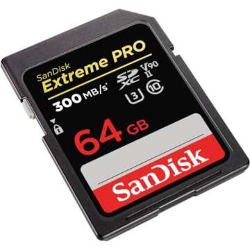 SanDisk 64GB Extreme PRO SDXC UHS-II Memory Card - C10, U3, V90, 8K, 4K, Full HD Video, SD Card - SDSDXDK-064G-GN4IN