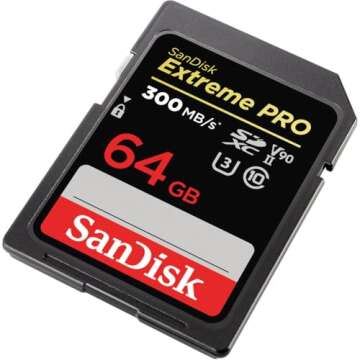 SanDisk 64GB Extreme PRO SDXC UHS-II Memory Card - C10, U3, V90, 8K, 4K, Full HD Video, SD Card - SDSDXDK-064G-GN4IN