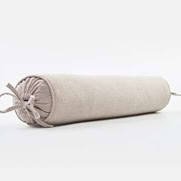 Buckwheat Pillow for Sleeping 3" x 16" Organic Cotton Adjustable Firm Cervical Roll Bolster Cylinder...