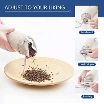 Buckwheat Pillow for Sleeping 3" x 16" Organic Cotton Adjustable Firm Cervical Roll Bolster Cylinder Recliner Neck Roll Pillow for Sleeping Pain Relief Round Neck Support Lumbar Bed Legs Back Yoga