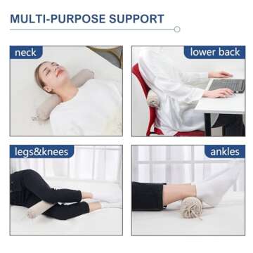 Buckwheat Pillow for Sleeping 3" x 16" Organic Cotton Adjustable Firm Cervical Roll Bolster Cylinder Recliner Neck Roll Pillow for Sleeping Pain Relief Round Neck Support Lumbar Bed Legs Back Yoga