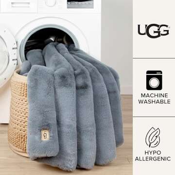 UGG 11069 Euphoria Plush Faux Fur Reversible Throw Cozy Fuzzy Fluffy Blanket for Couch Bed Hotel Sty...