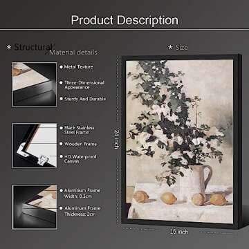 Vintage Lemon Bright Botanical Art with Wildflower Jug Still Life Canvas Wall Art Print French Count...