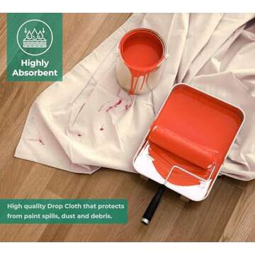 Avalon Home Canvas Drop Cloth 4x5 ft Pack of 2 - 8oz Painters Drop Cloth for Floor & Furniture Prote...