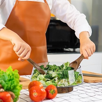 KITEISCAT Extra Large Glass Salad Bowl Set for Elegant Dining