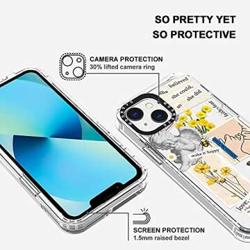 MOSNOVO Case for iPhone 13, [Buffertech 6.6ft Military-Grade Drop Protection] [Anti Peel Off Tech] Clear TPU Bumper Phone Case Cover Design - Vintage Collage Art