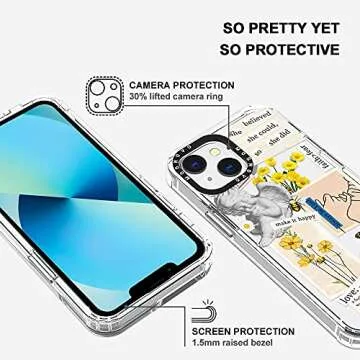 MOSNOVO Case for iPhone 13, [Buffertech 6.6ft Military-Grade Drop Protection] [Anti Peel Off Tech] Clear TPU Bumper Phone Case Cover Design - Vintage Collage Art