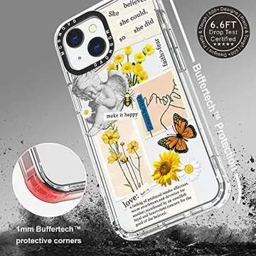 MOSNOVO Case for iPhone 13, [Buffertech 6.6ft Military-Grade Drop Protection] [Anti Peel Off Tech] Clear TPU Bumper Phone Case Cover Design - Vintage Collage Art