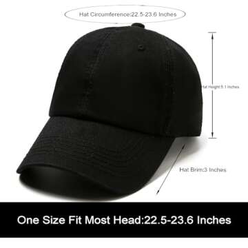 Lanzom Men Women Adjustable Vintage Baseball Cap - Cotton Distressed Dad Hat