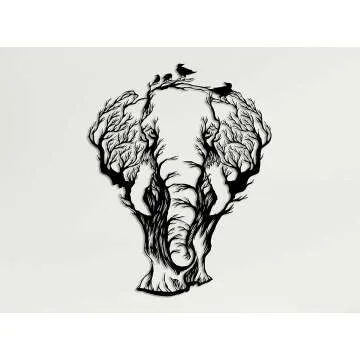 Geometric Elephant Metal Wall Art for Living Room