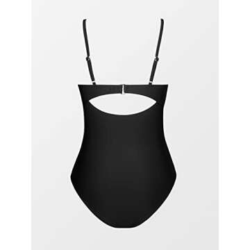 CUPSHE One Piece Swimsuit for Women Bathing Suits Twist Front Cutout Adjustable Straps Ruched Swimwear M, Black
