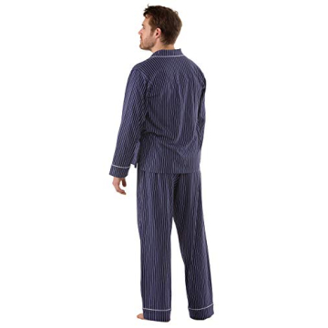 Navy Stripe Long Sleeve Pajamas for Men