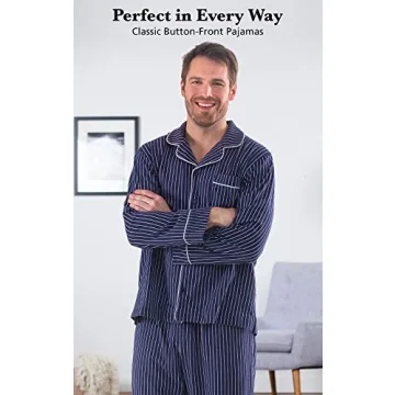Navy Stripe Long Sleeve Pajamas for Men