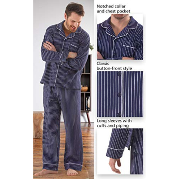 Navy Stripe Long Sleeve Pajamas for Men