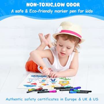 maxtek Magnetic Whiteboard Markers - 12 Count Colorful Fine Tip Dry Erase Markers with Eraser for Kids, Low Odor Thin Markers for Calendar Boards