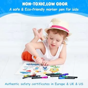 maxtek Magnetic Whiteboard Markers - 12 Count Colorful Fine Tip Dry Erase Markers with Eraser for Kids, Low Odor Thin Markers for Calendar Boards