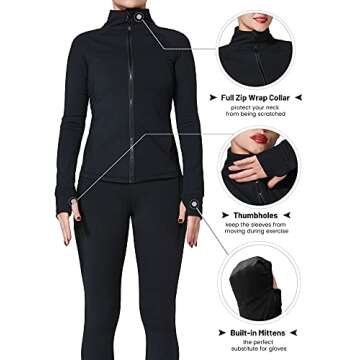 Sunzel Women's Slim Fit Lightweight Jackets Full Zip Sports Running Jacket With Thumb Holes For Workout Yoga Athletic