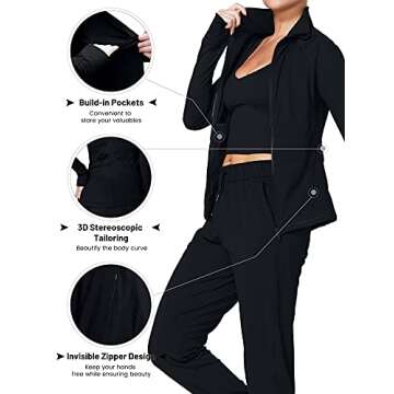 Sunzel Women's Slim Fit Lightweight Jackets Full Zip Sports Running Jacket With Thumb Holes For Workout Yoga Athletic