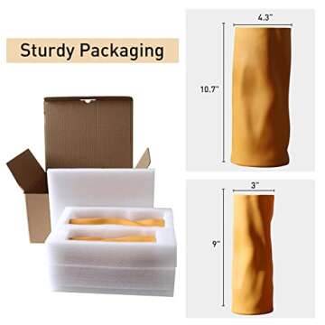 Abbittar Ceramic Vase Set of 2, 10.7" and 9" Large Flower Vases for Rustic Home Decor, Modern Farmhouse Decor, Living Room Decor, Table, Counter, Mantel and Entryway Decor (Dark Yellow/Orange)