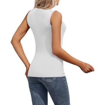 Xaatren 3 Pack Women's Sleeveless Mock Turtlenecks Shirts, Ribbed Stretch Slim Fitted Tank Top Basic Lightweight Bustier Tee(White, Black, Gray,Small)