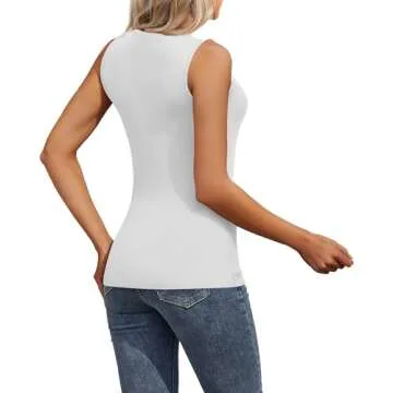 Xaatren 3 Pack Women's Sleeveless Mock Turtlenecks Shirts, Ribbed Stretch Slim Fitted Tank Top Basic Lightweight Bustier Tee(White, Black, Gray,Small)