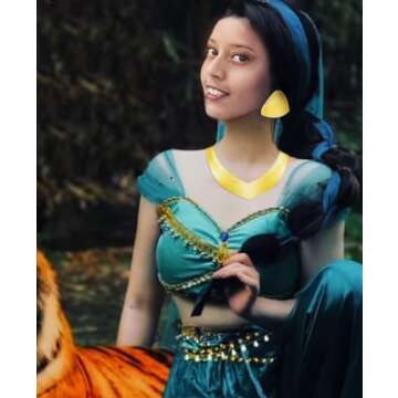 Gifytel Princess Costume Gold Necklace and Earrings Set