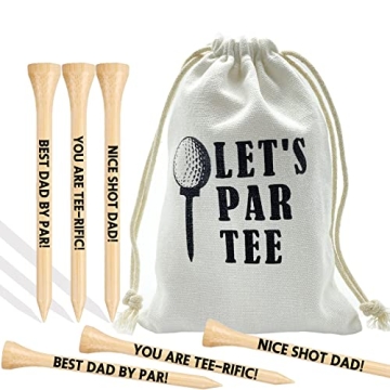 Gifts for Men, 36 Pack 3-1/4 inch Golf Tees with Bag, Durable Bamboo Golf Tees, Best Dad by Par, Fat...