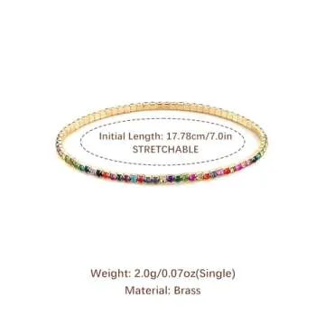 HZMAN 10 Pcs Tennis Bracelets Set - Adjustable Gold Plated Jewelry