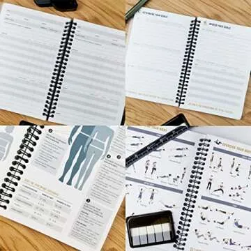 RBD Spiral Bound Workout Journal for Women and Fitness Workout Log Book for Men Includes Pen, Tape Measure, and Index Tab Stickers - Workout Tracker to Track your Progress Get Fit Faster