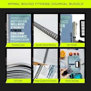RBD Spiral Bound Workout Journal for Women and Fitness Workout Log Book for Men Includes Pen, Tape Measure, and Index Tab Stickers - Workout Tracker to Track your Progress Get Fit Faster