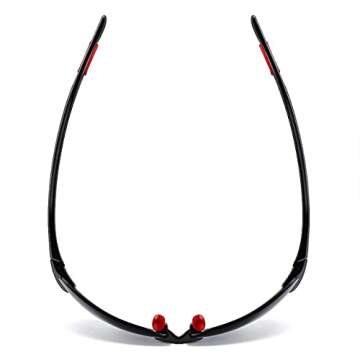 JULI Sports Sunglasses for Men Women Tr90 Rimless Frame for Running Fishing Golf Surf Driving(Black/Red)