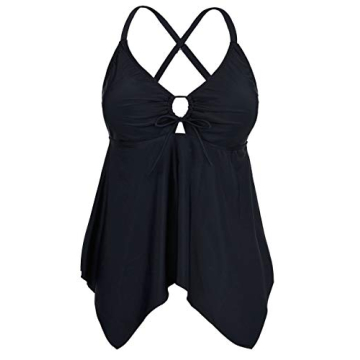 Firpearl Women's Modest Flowy Plus Size Tankini Swim Top with Tummy Control