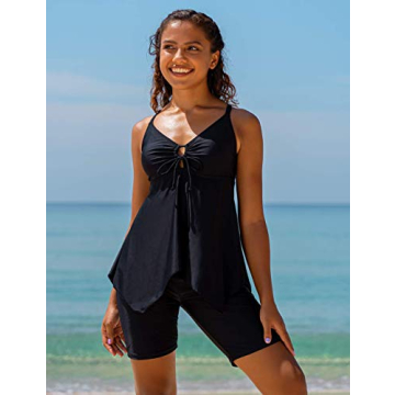 Plus Size Tankini Swim Top with Tummy Control & Adjustable Straps