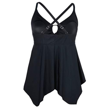 Plus Size Tankini Swim Top with Tummy Control & Adjustable Straps