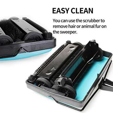 Yocada Carpet Sweeper Cleaner for Home Office Low&Undercoat Carpets Rugs Pet Hair Dust Scraps Paper Small Rubbish Cleaning with a Brush Blue