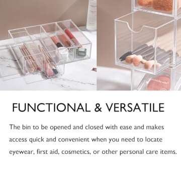 Sunglass Storage Box, Acrylic Eyeglass Organizer, Make-up Storage Drawer Tray, Jewelry Trays, Type Strong Load-bearing Easy Access 4-Layer Transparent Visual Sunglasses Case Home Office Using