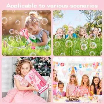 Unicorn Bubble Wand for Girls, Princess Bubble Machine Blower Maker with Light Christmas Basket Stuffers Outdoor Toy Gift for 1 2 3 4 5 6 7 8 Years Old Toddler Little Kids Include Bubble Solution