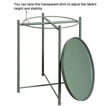 HollyHOME Tray Metal End Table, Sofa Table Small Round Side Tables, Anti-Rust and Waterproof Outdoor & Indoor Snack Table, Accent Coffee Table,（H） 20.28" x（D） 16.38", Atrovirens