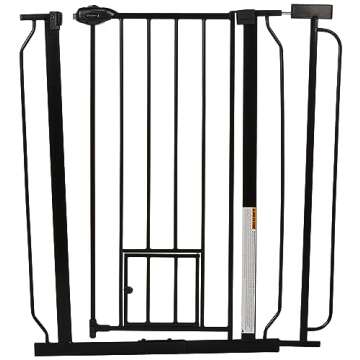 Carlson Extra Tall Walk Through Pet Gate with Small Pet Door, for Openings 29"-36.5" Wide,Includes 4-Inch Extension Kit, 4 Pack Pressure Mount Kit and 4 Pack Wall Mount Kit, Black