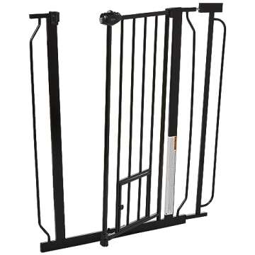 Carlson Extra Tall Walk Through Pet Gate with Small Pet Door, for Openings 29"-36.5" Wide,Includes 4-Inch Extension Kit, 4 Pack Pressure Mount Kit and 4 Pack Wall Mount Kit, Black
