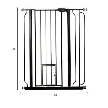Carlson Extra Tall Walk Through Pet Gate with Small Pet Door, for Openings 29"-36.5" Wide,Includes 4-Inch Extension Kit, 4 Pack Pressure Mount Kit and 4 Pack Wall Mount Kit, Black
