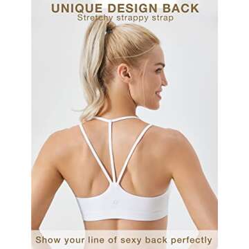 FITTIN White Sports Bras for Women -Strappy Sports Bra Fitness Workout Padded Yoga Bra Tops