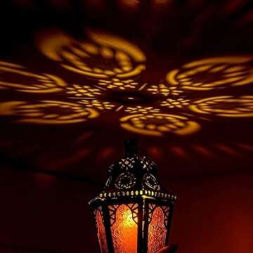 NEEDOMO Ramadan Decorations, Hanging Moroccan Lantern, 13.5'' Vintage Metal Candle Holder with 14.8"...